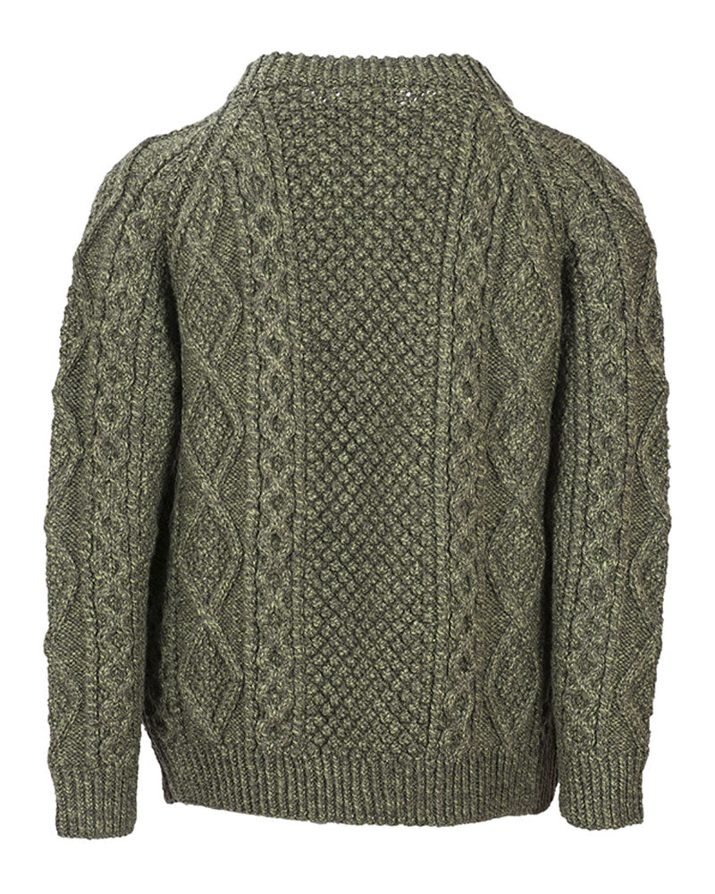 Aran Handknit Lumber Cardigan with Pockets , Moss Green