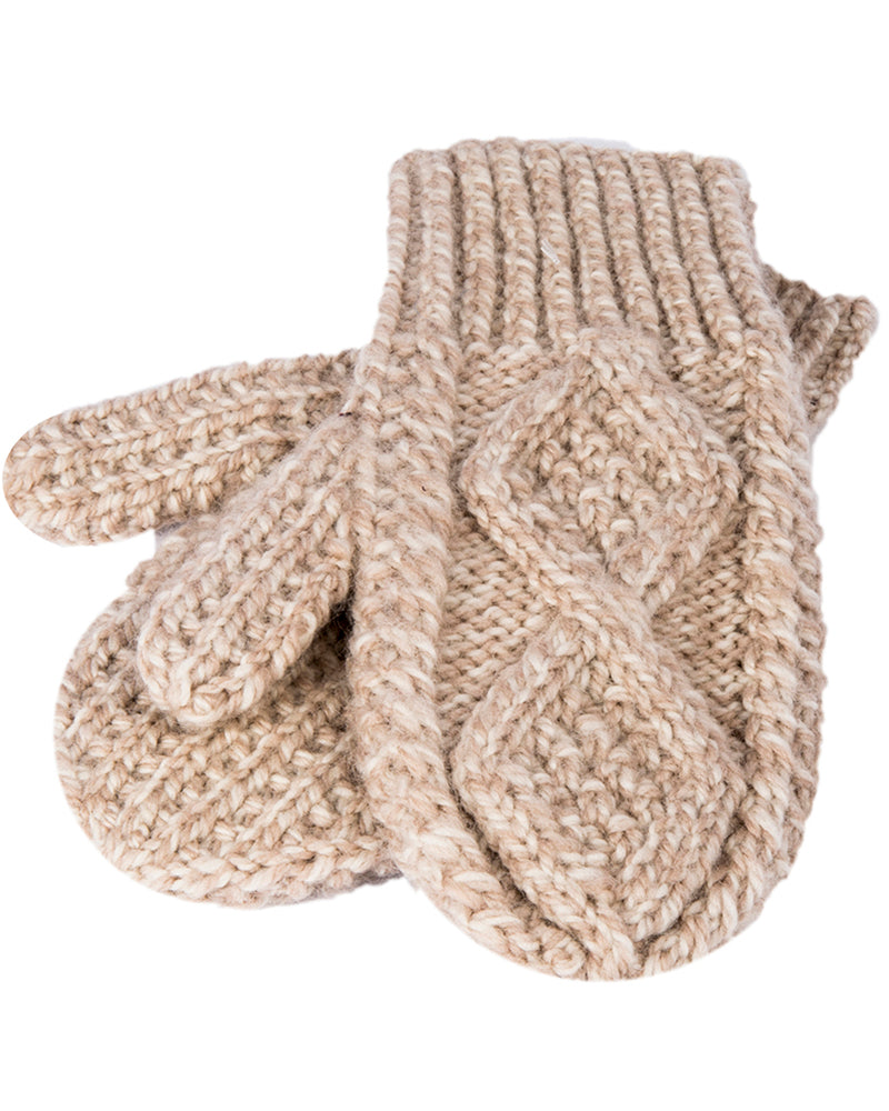 Childrens Handknit Mittens , Honey Oat