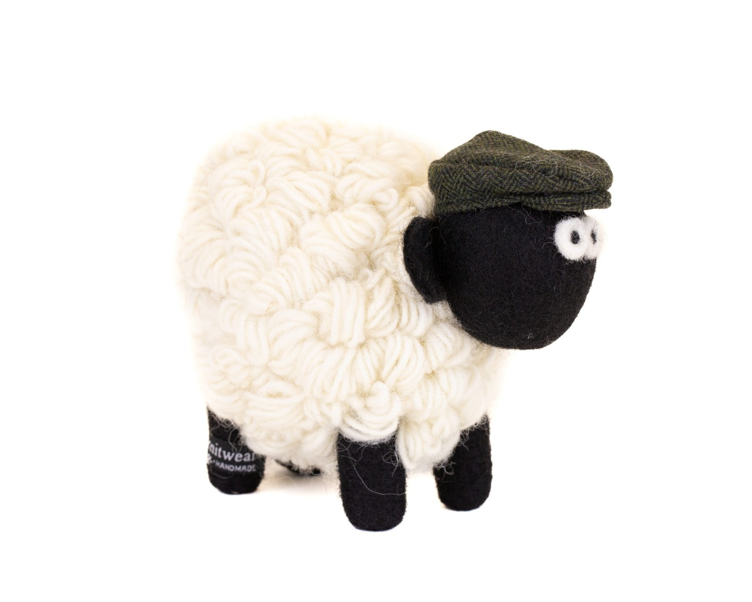 Knitted Mountain Sheep Collectible with Flat Cap