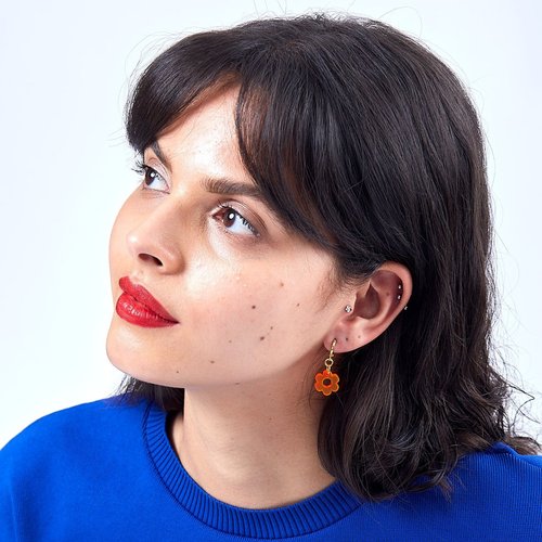Shock Of Grey | Daisy Mini Hoop Earrings - Neon Orange