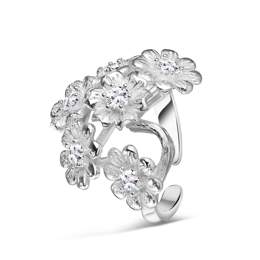Newbridge Silverware | Silver Plated Ring With Floral Cluster
