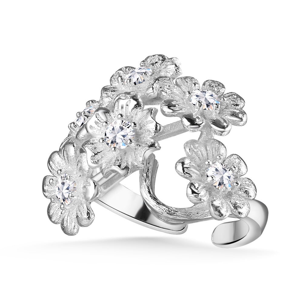 Newbridge Silverware | Silver Plated Ring With Floral Cluster