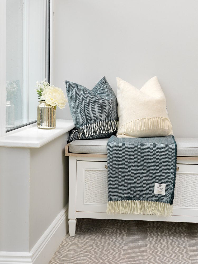 McNutt of Donegal Herringbone Throw , Spruce Green