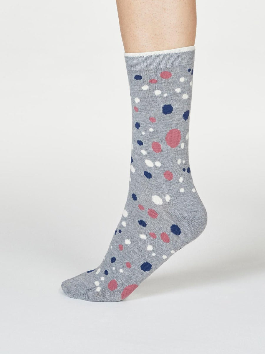 Thought | Women's Lucille Spot Socks - Grey Marle
