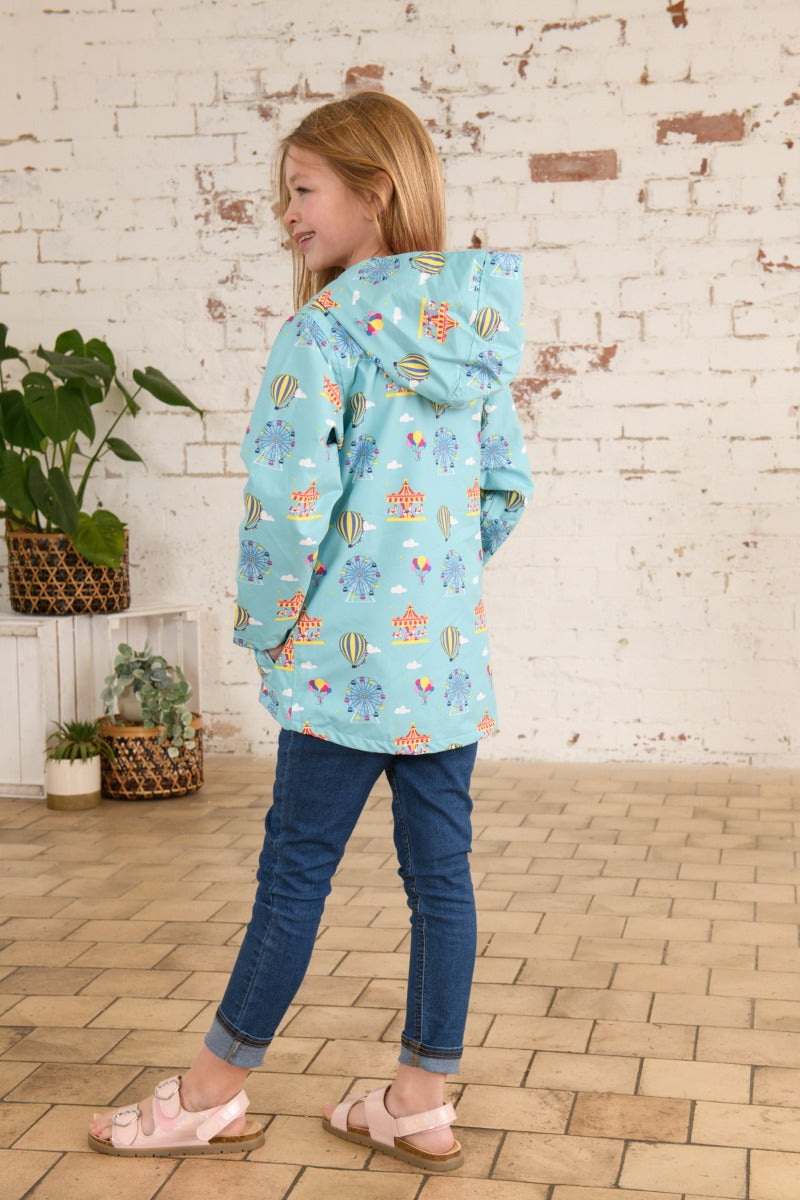 Lighthouse | Olivia Waterproof Coat | Blue Carnival Print