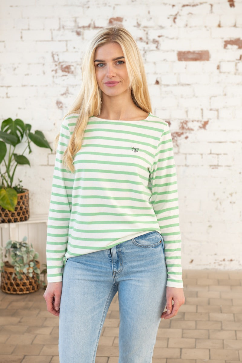 Lighthouse Cotton Stripe Top , Pistachio