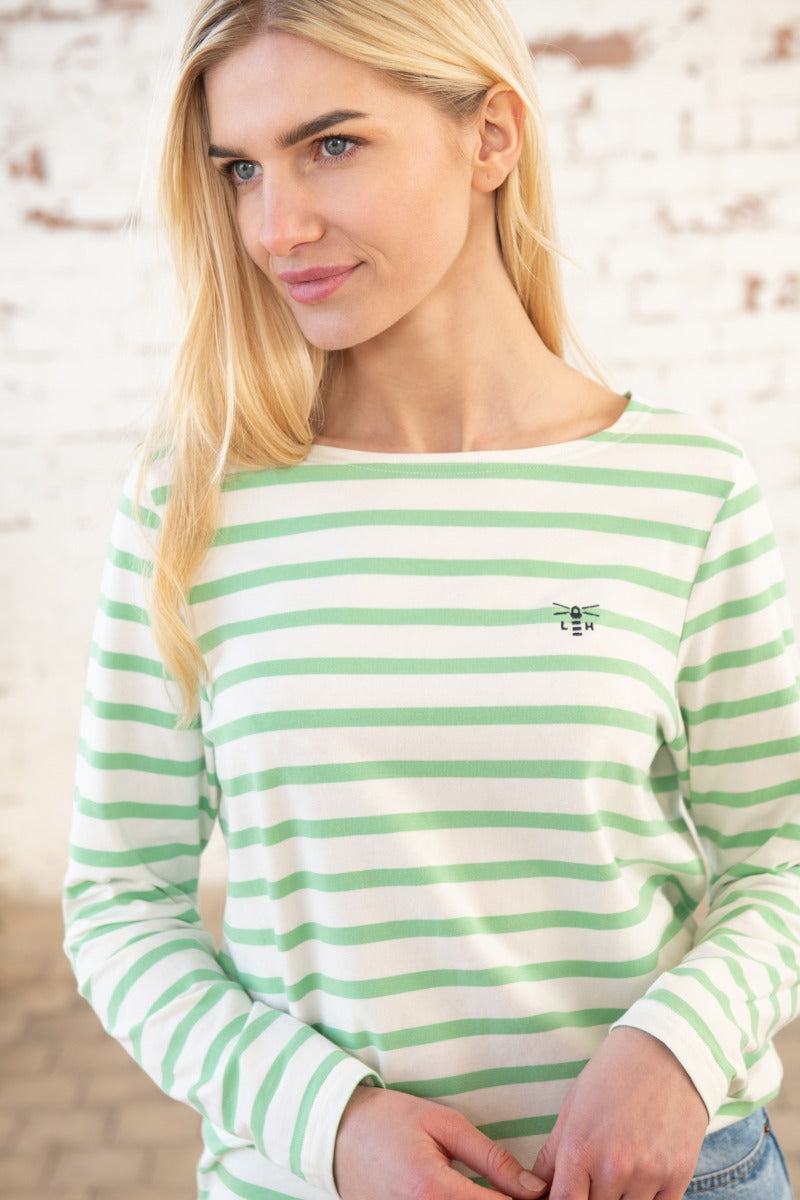 Lighthouse Cotton Stripe Top , Pistachio