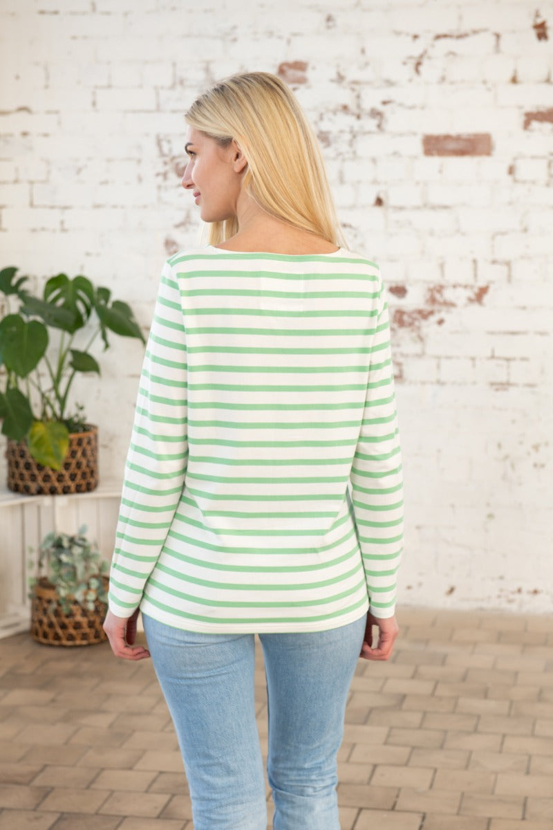 Lighthouse Cotton Stripe Top , Pistachio