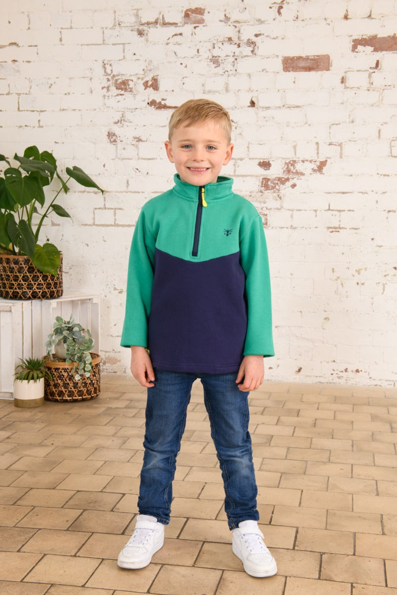 Lighthouse Riley Half Zip Top , Green / Navy
