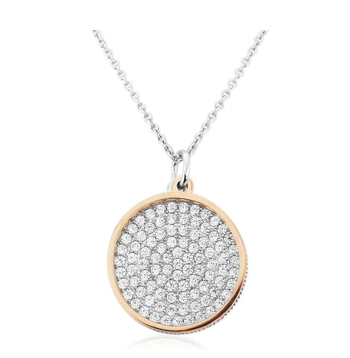 Waterford Crystal Circle Pavé Stone Set Disc Pendant