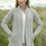 Herringbone Shawl Cardigan , Stone