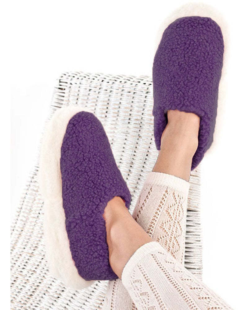 Sheep By The Sea | 100% Merino Wool Slippers | Purple