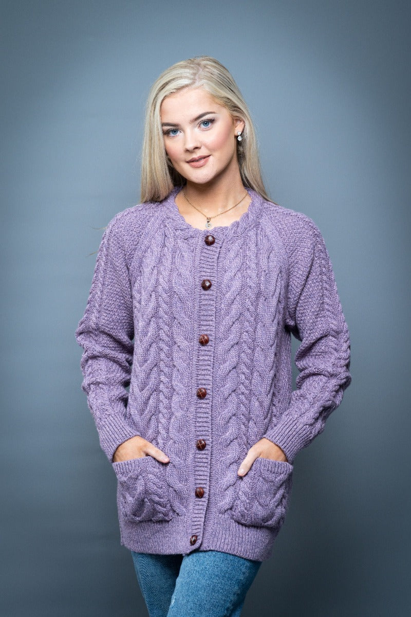 Original Aran Company | Lumber Cardigan J025 -Lavender