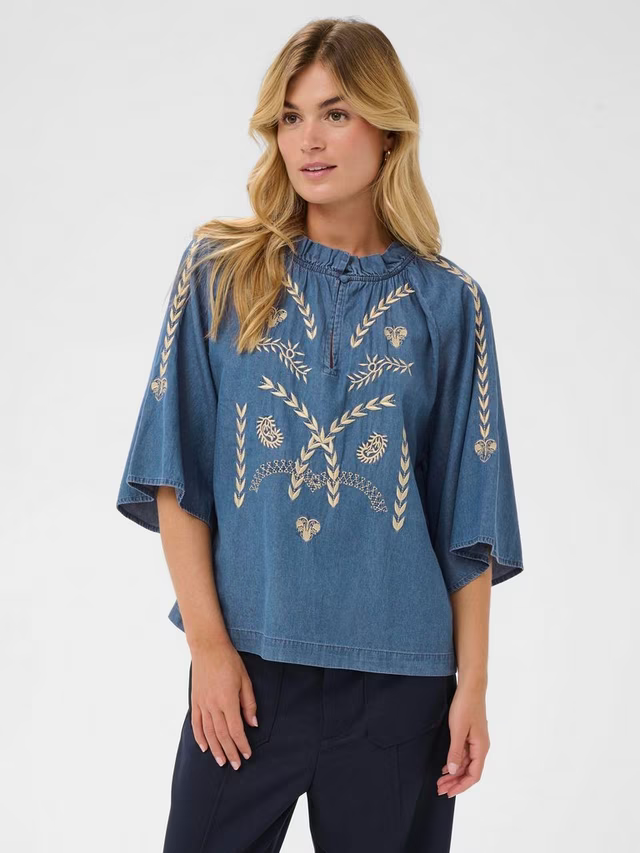 Saint Tropez Onaya Blouse, Cotton Embroidered Top | Standun