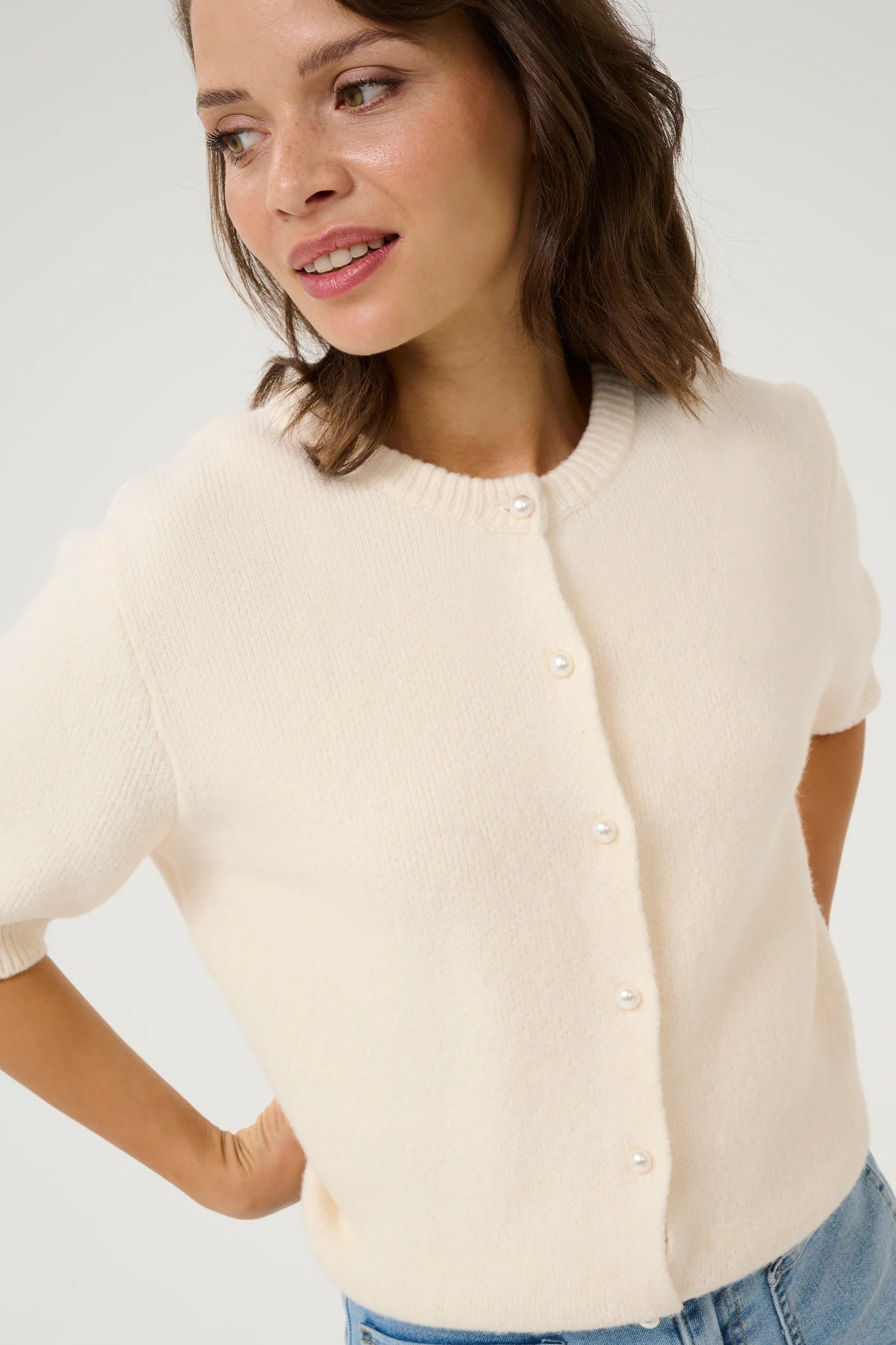 Kaffe KAseverina Knit Cardigan , Chalk