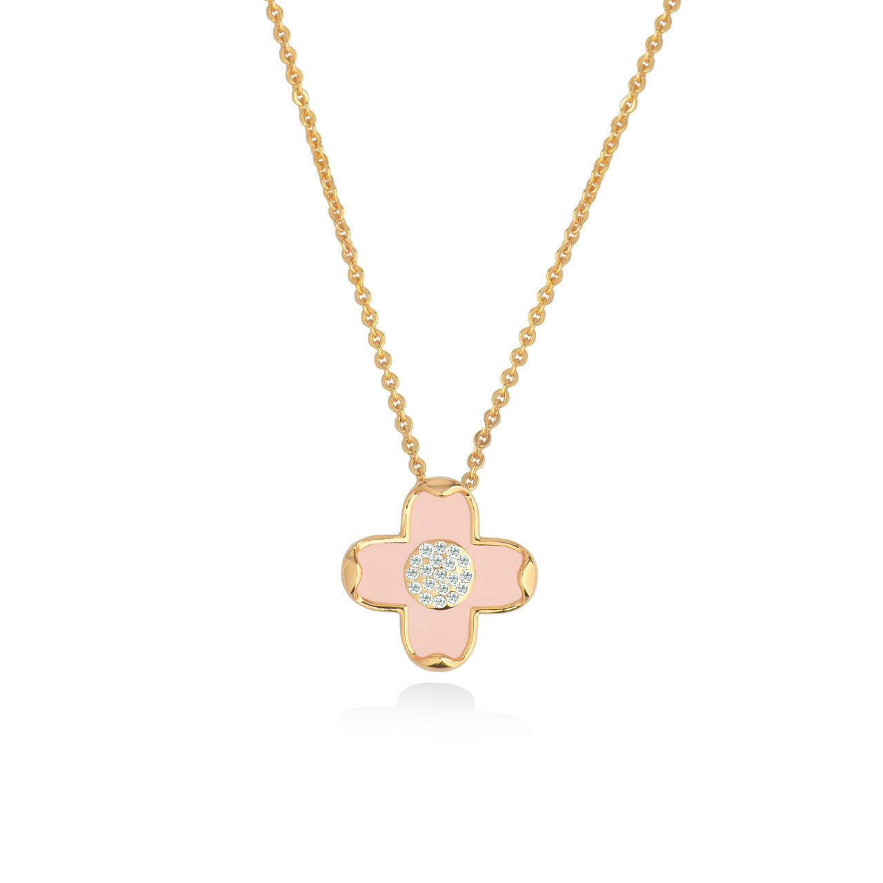 Tipperary Crystal Le Fleur Collection Pink & Cz Pendant Yellow