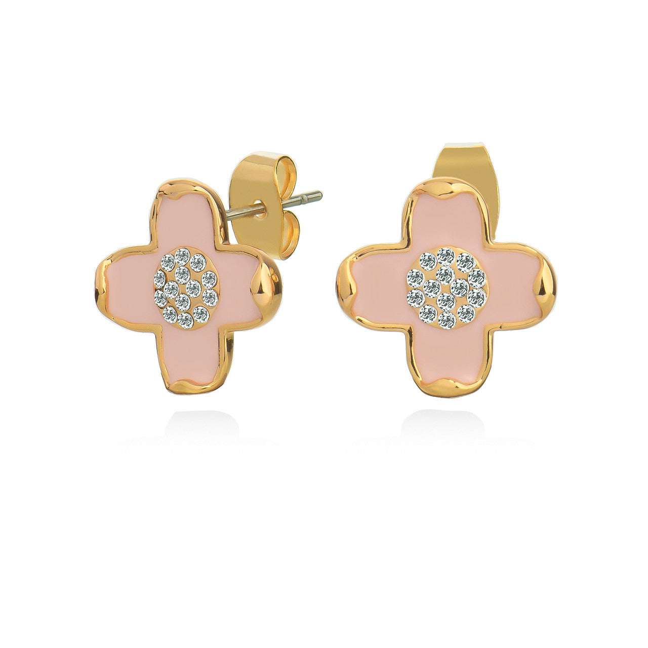 Tipperary Crystal Le Fleur Collection Pink/Cz Stud Earrings