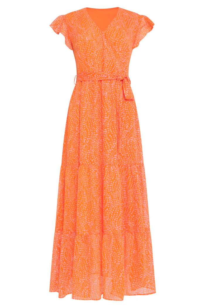 Smashed Lemon Polka Dot Max Dress , Orange