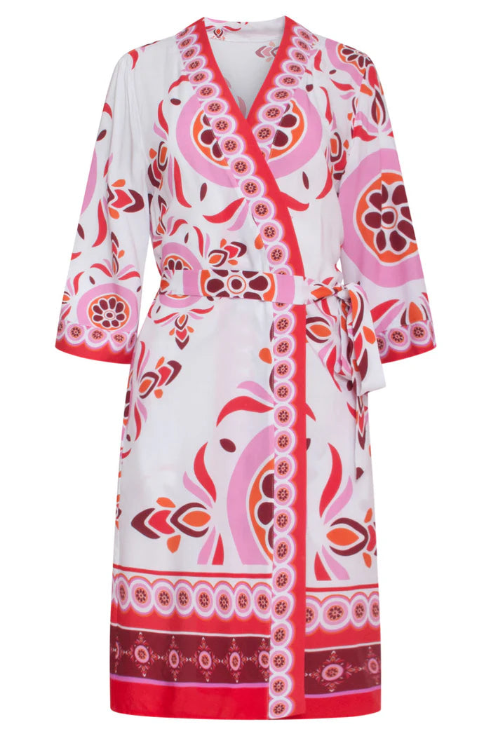 Smashed Lemon Kimono Ornament Print Dress