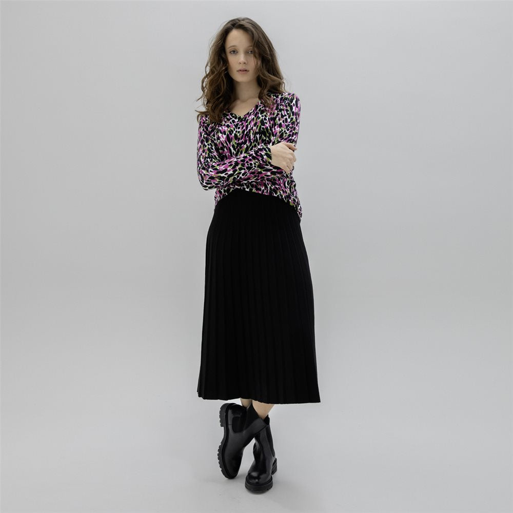 Marble Pleated Knit Skirt