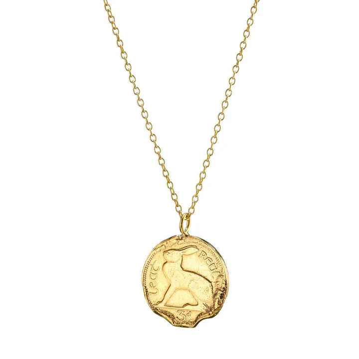 Loinnir Jewellery 3 Pence Coin Necklace , Gold