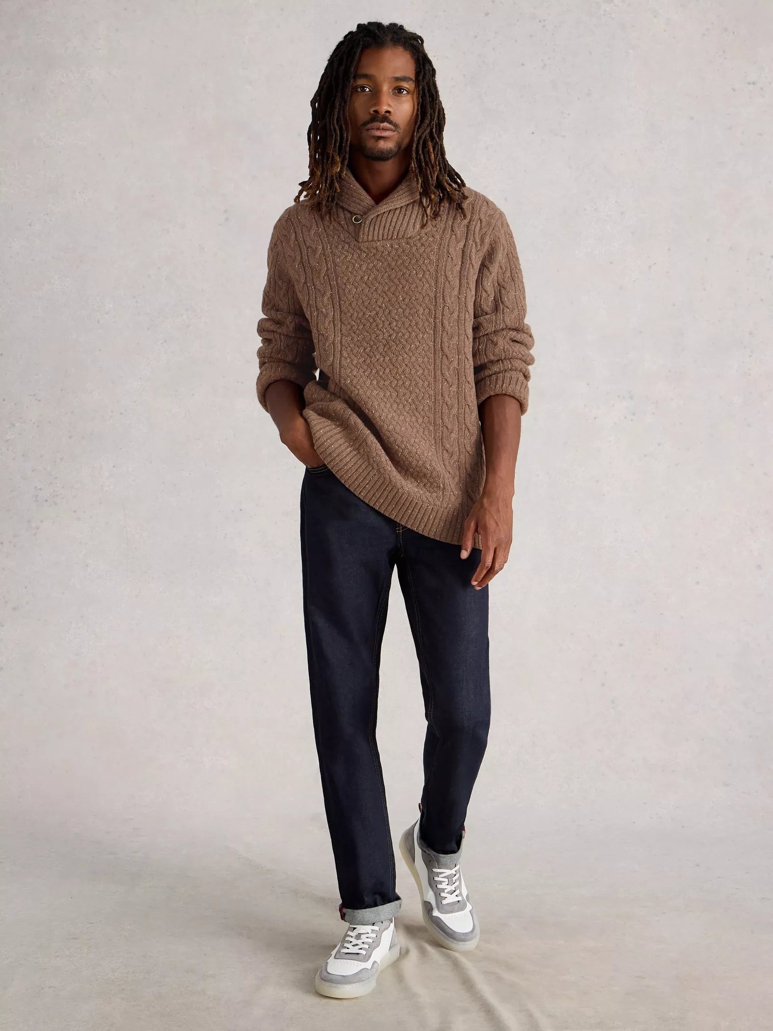 White Stuff Berkley Shawl Neck Knit