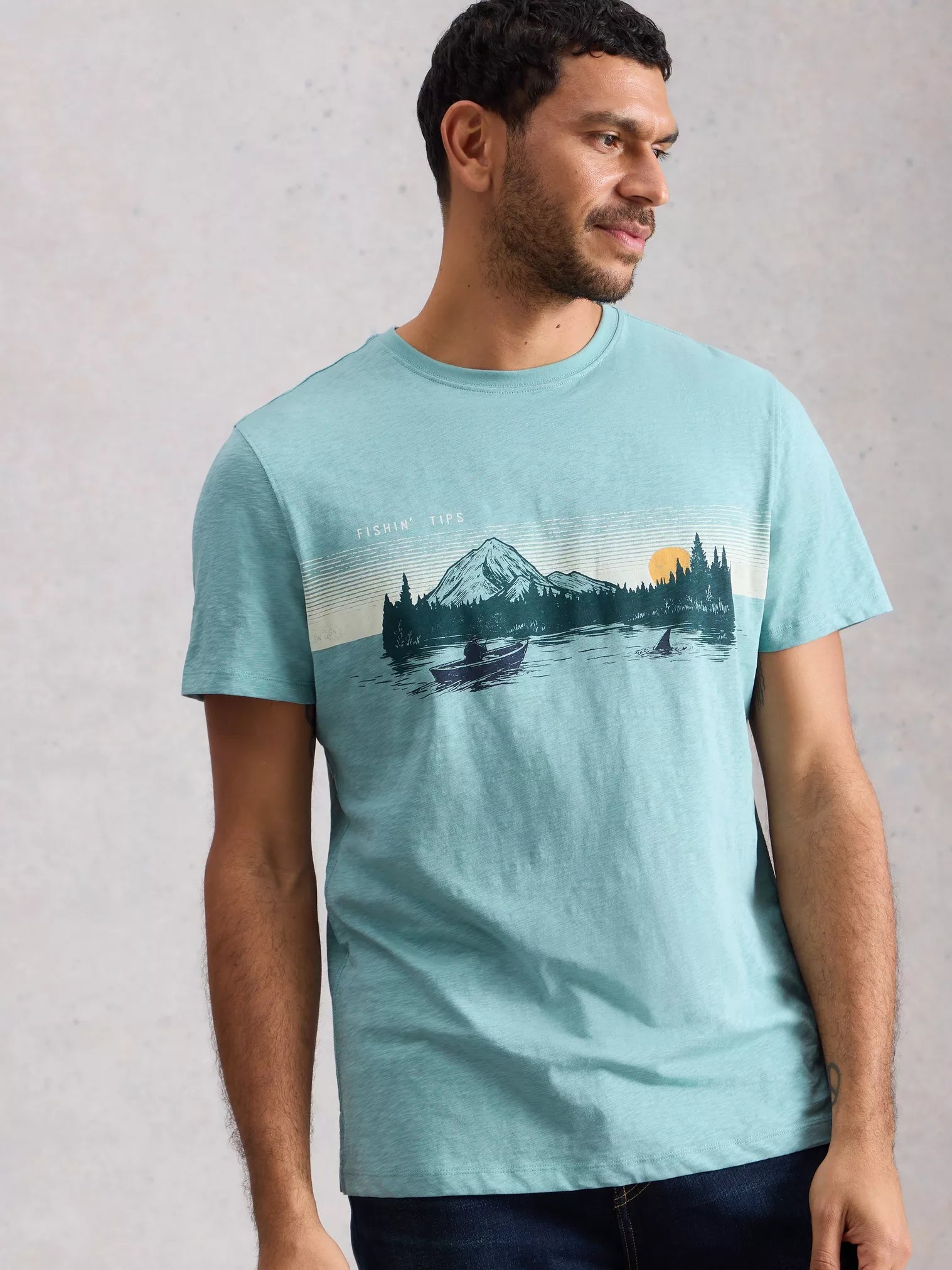 White Stuff Abersoch Fishing Graphic T-Shirt