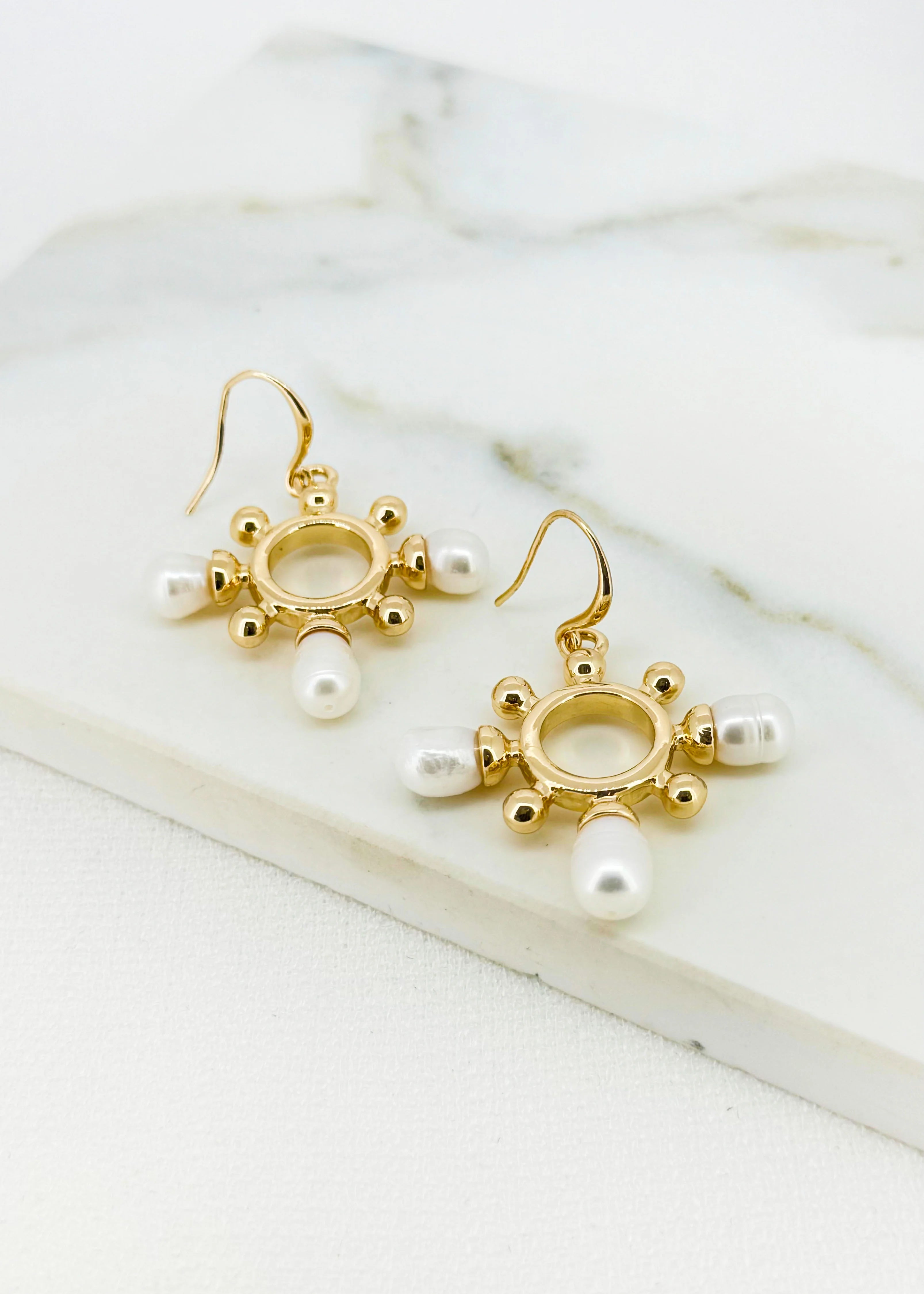Envy Gold and Pearl Dropper Earrings