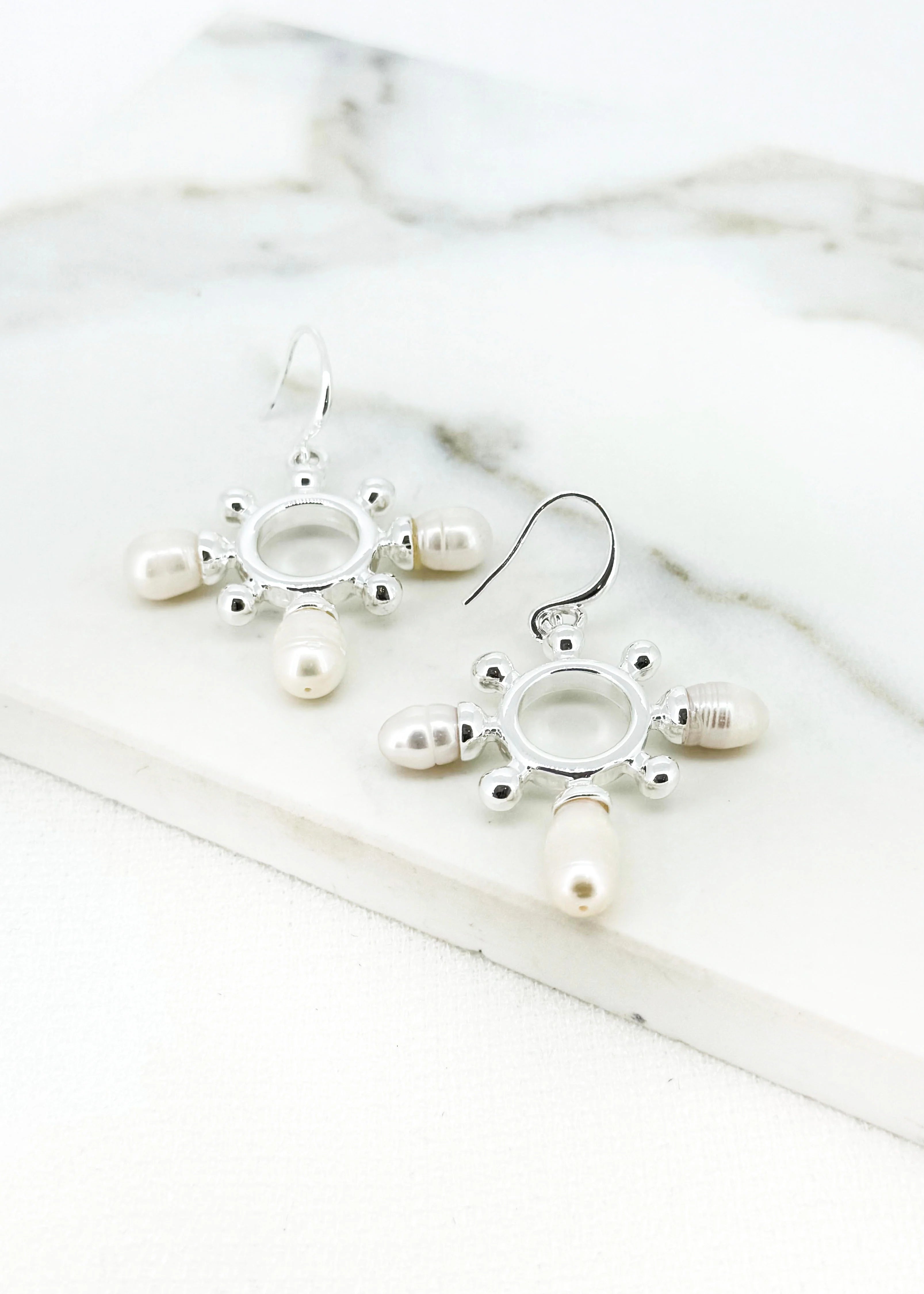 Envy Silver and Pearl Dropper Earrings
