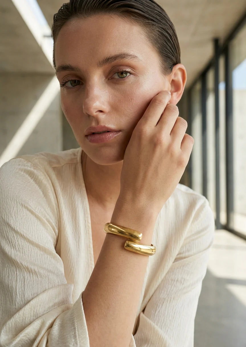 Envy Worn Gold Hinged Bangle