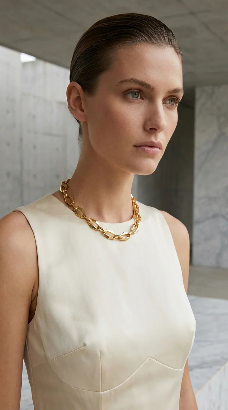 Envy Thick Gold Faceted Link Necklace