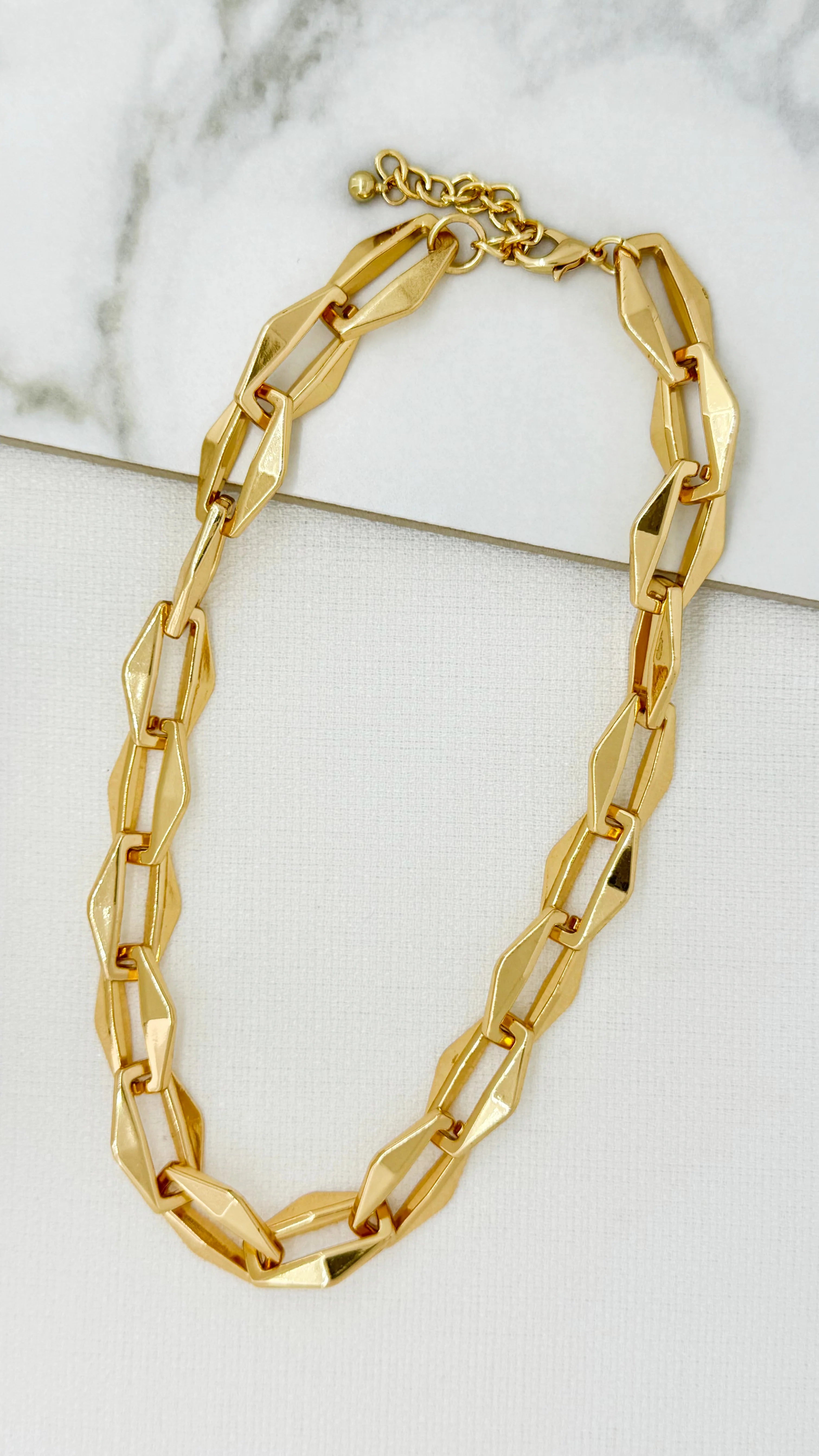 Envy Thick Gold Faceted Link Necklace