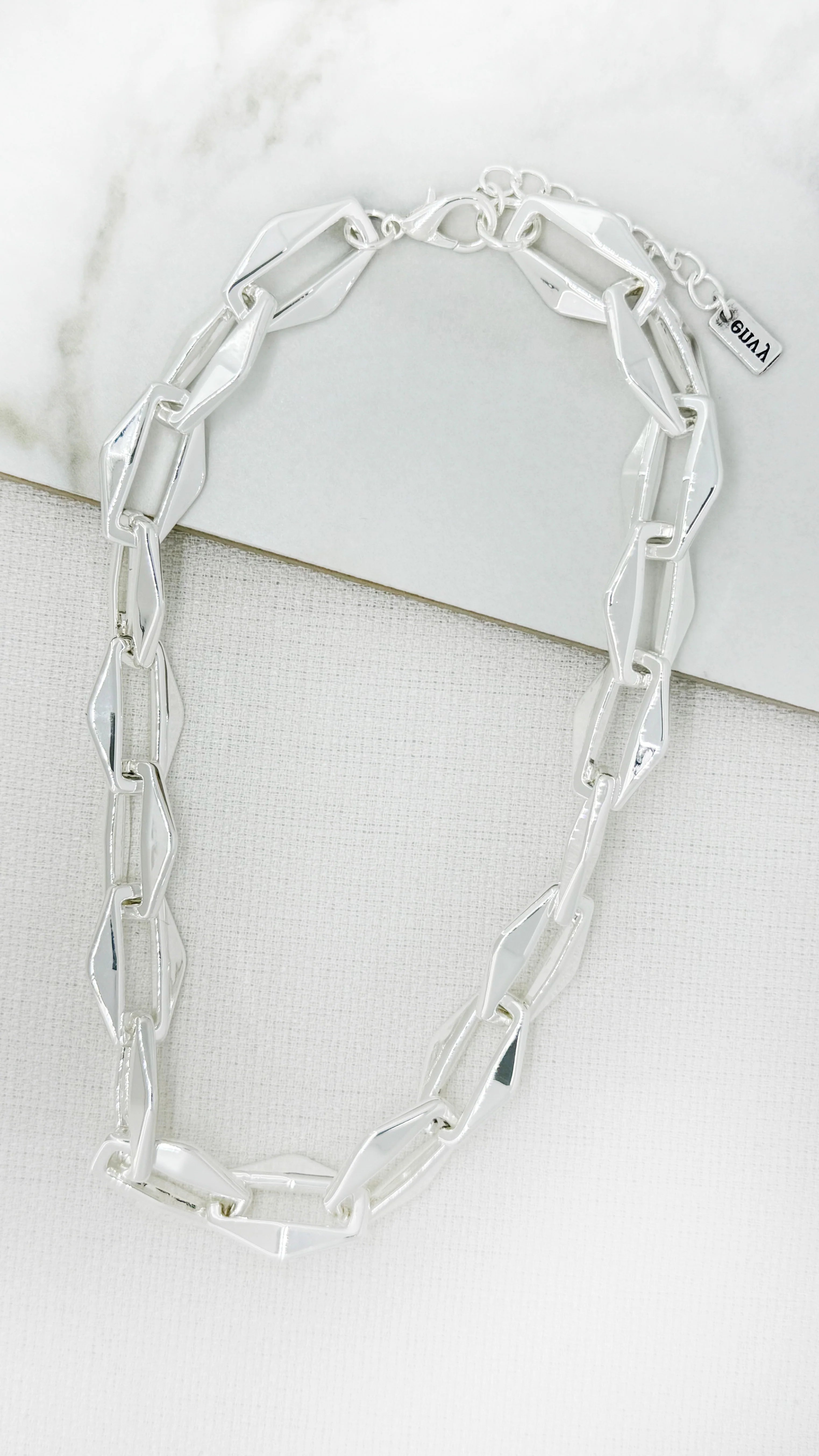 Envy Silver Faceted Link Necklace