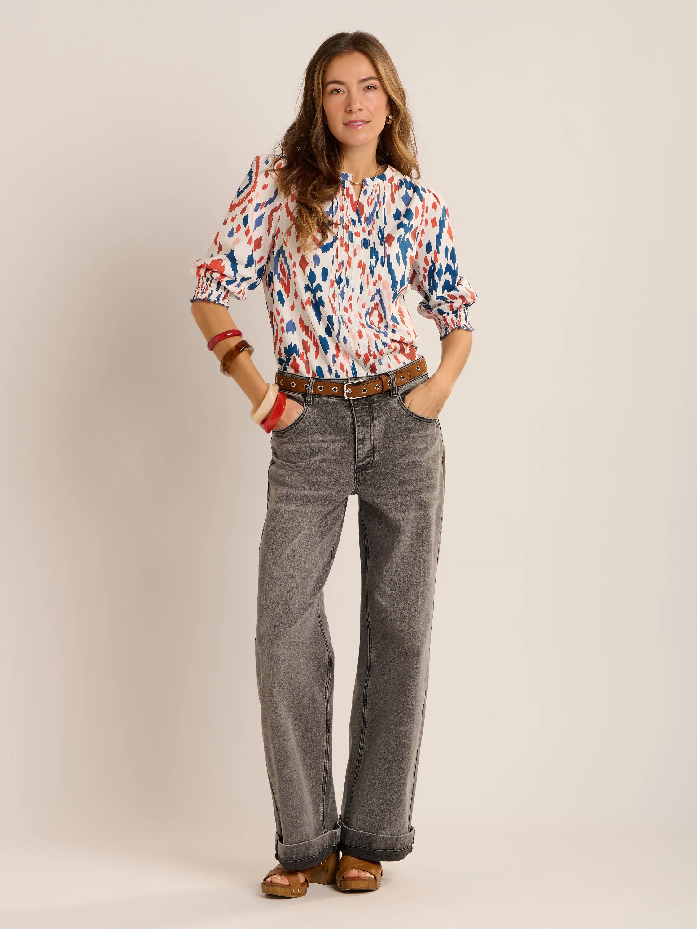 Brakeburn Yuki Ikat Printed Blouse