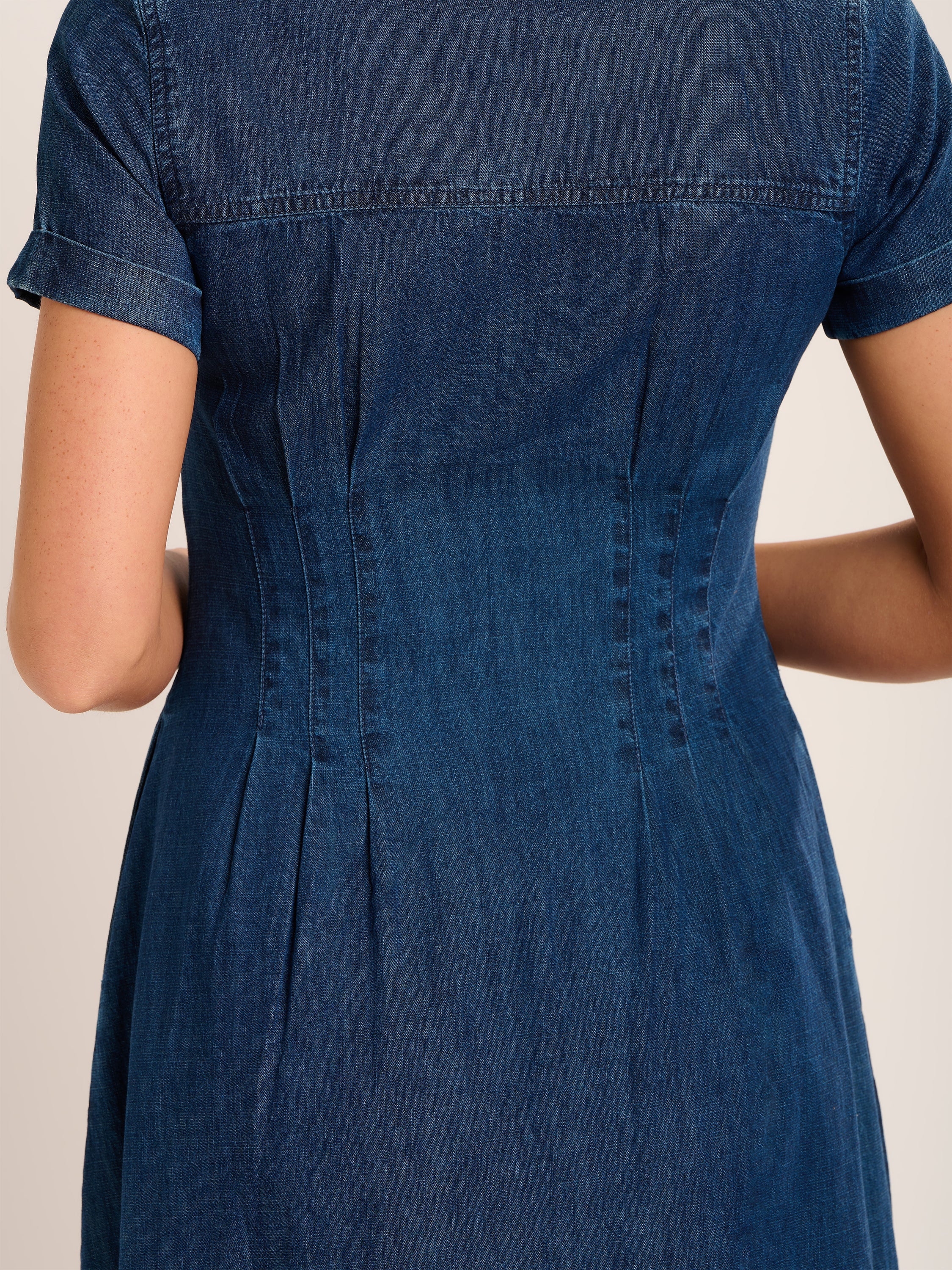 Brakeburn Antonia Denim Dress Knee Length Cotton Pin Tuck | Standun
