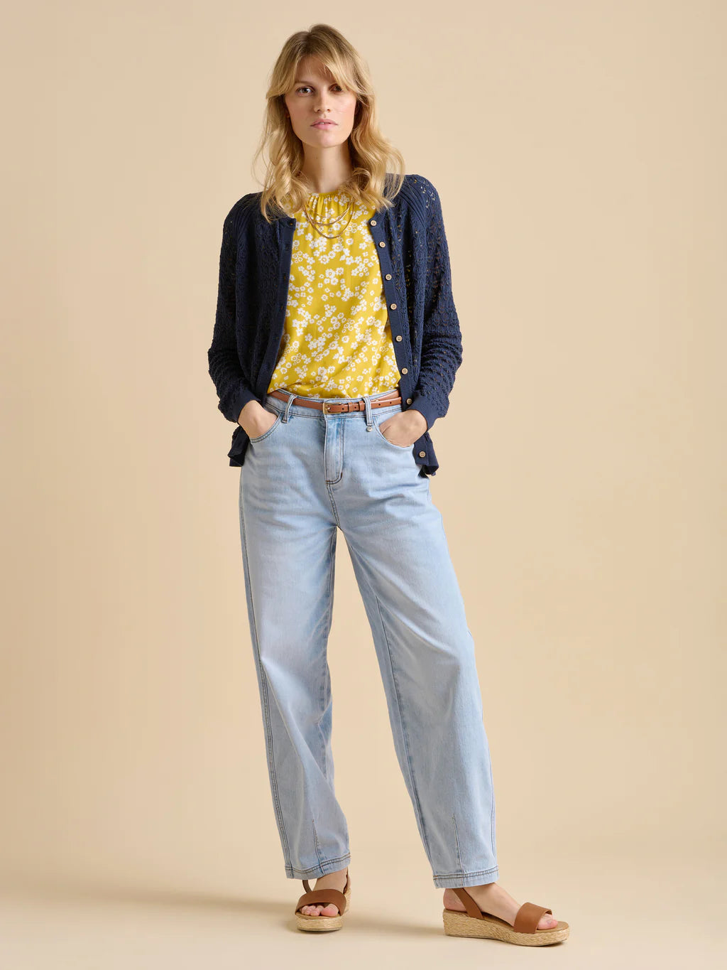 Brakeburn Navy Pointelle Cardigan