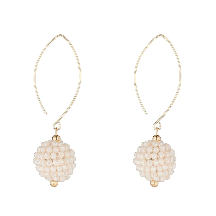 MoMuse Cream Crystal Cluster Earrings