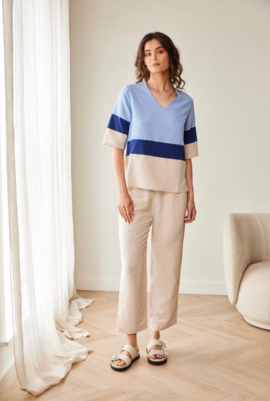 Peruzzi Linen Stripe Top