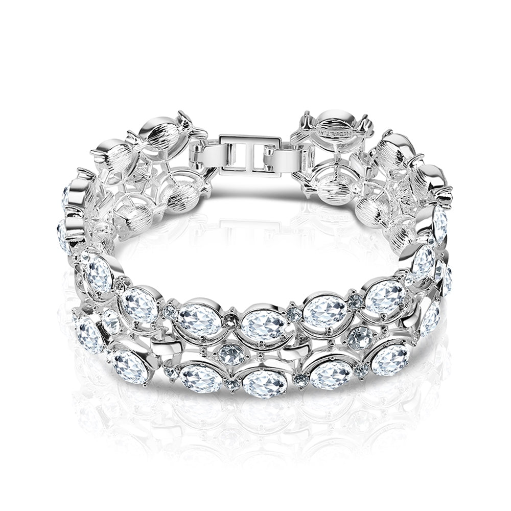 Newbridge Silverware Double Row Bracelet with Clear Stones