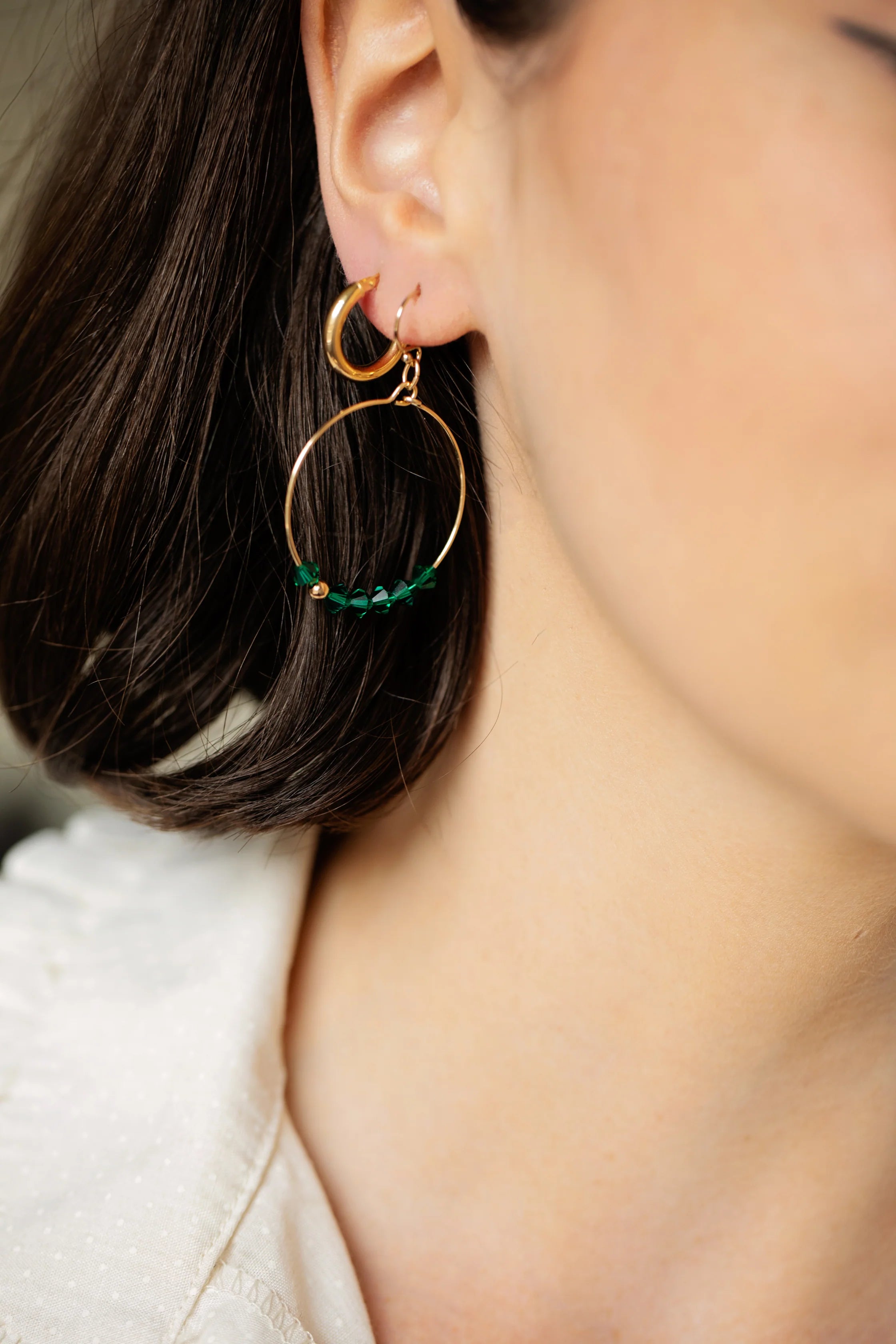 MoMuse Emerald Row Hoops