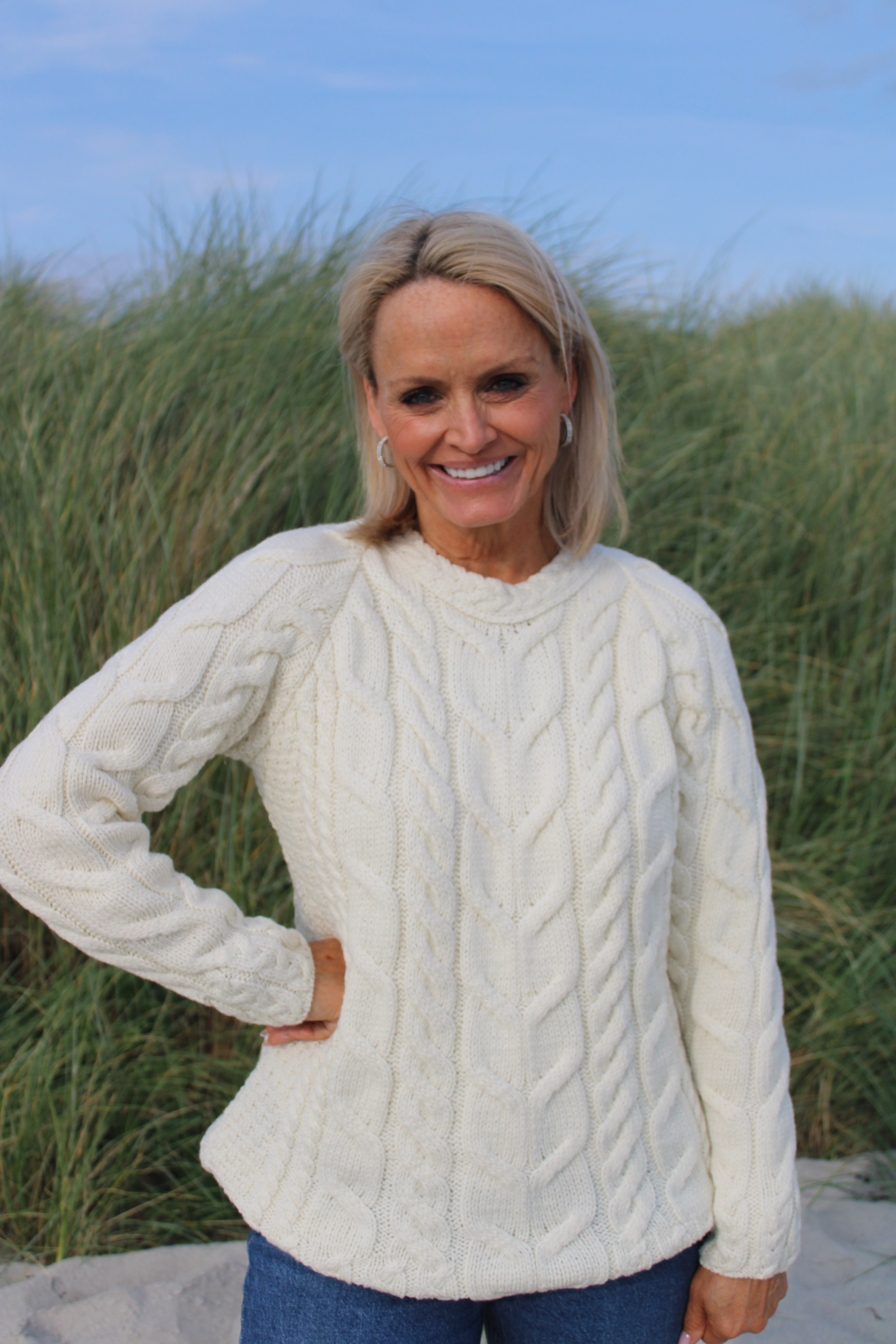 Supersoft Cable Knit Raglan Sweater , Natural