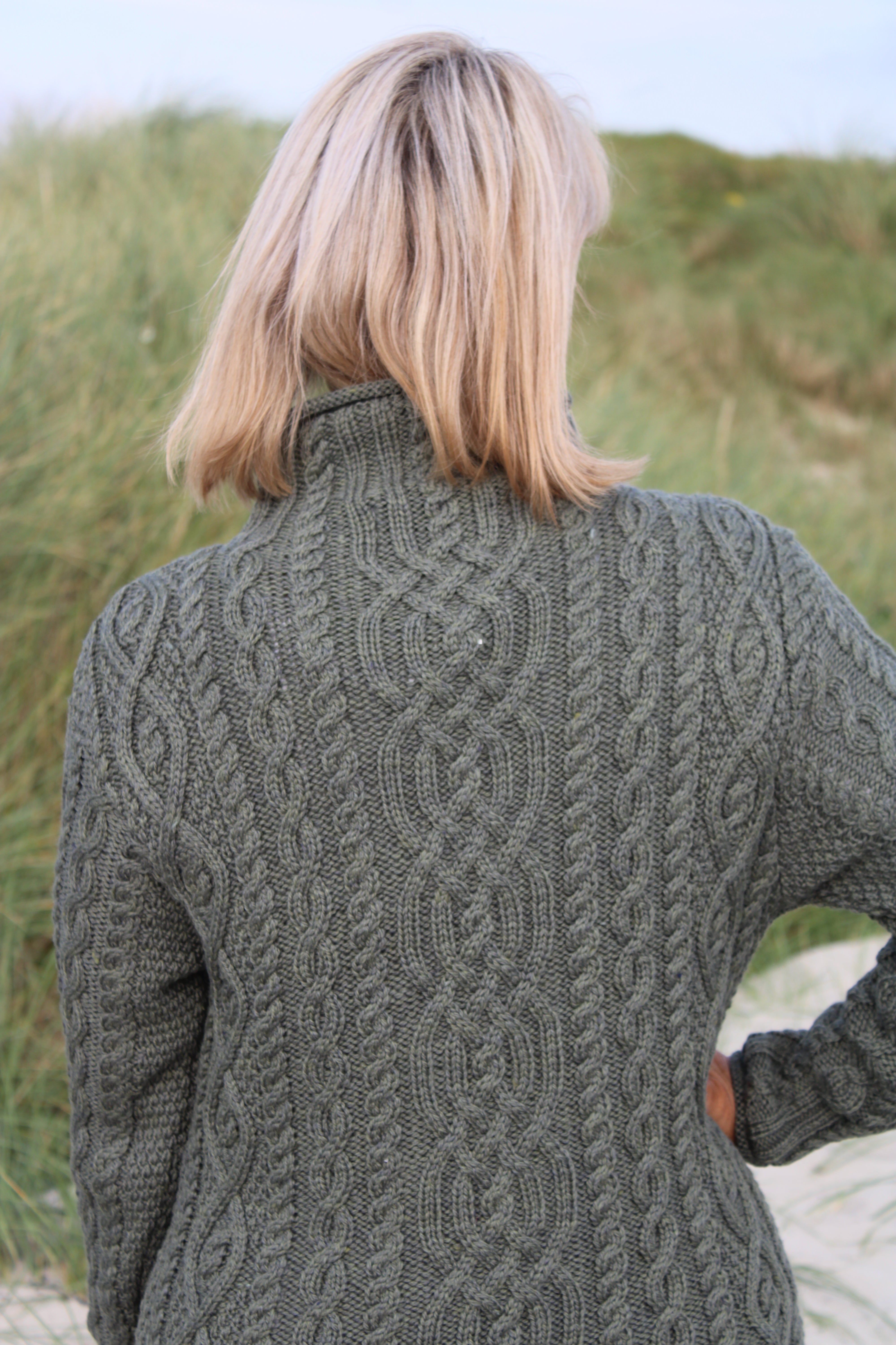 Funnel Neck Aran Sweater , Thundra