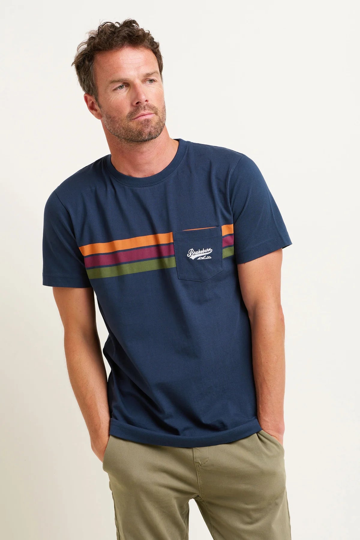 Brakeburn | Chest Stripe T-Shirt | Navy