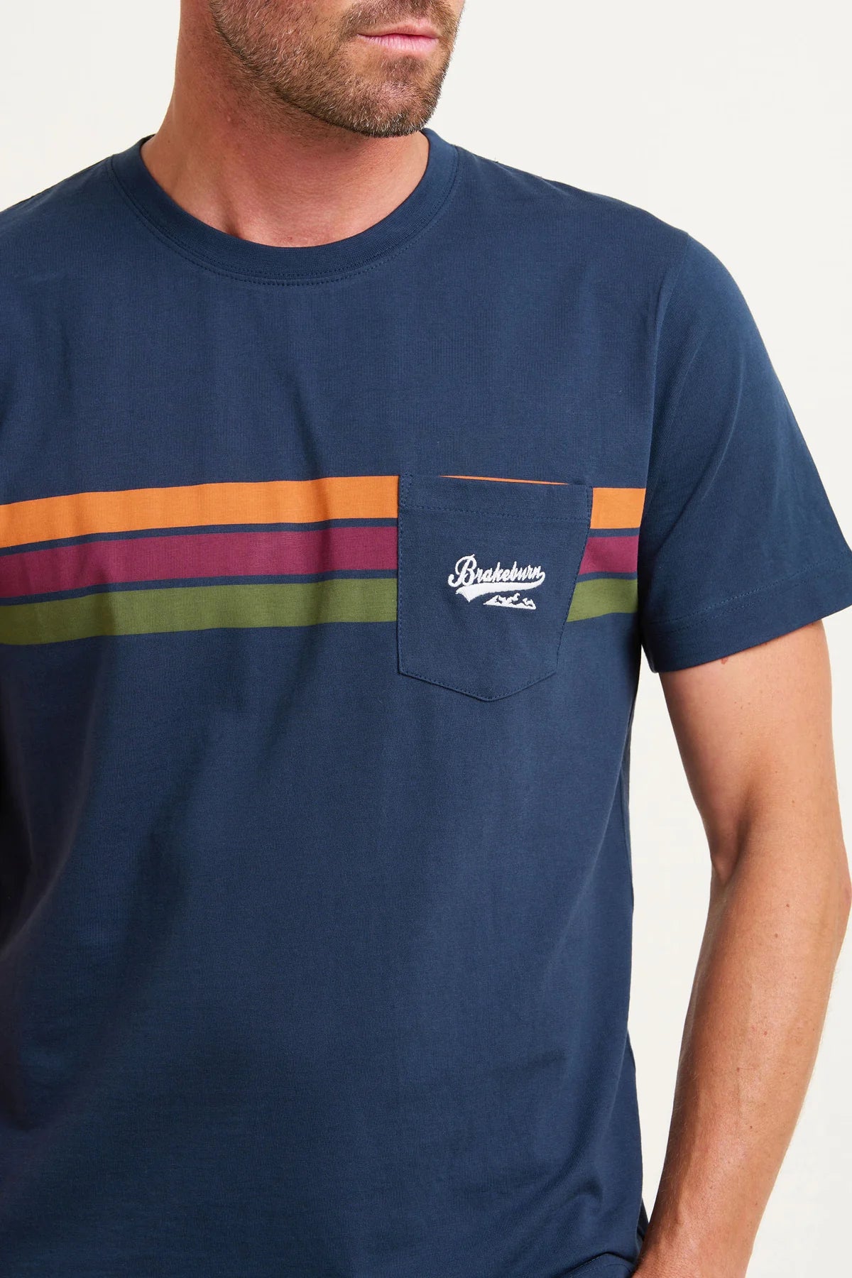Brakeburn | Chest Stripe T-Shirt | Navy