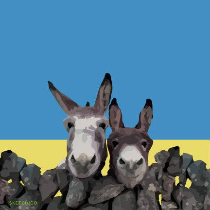 Sketchico Mounted Donkeys , 8x8