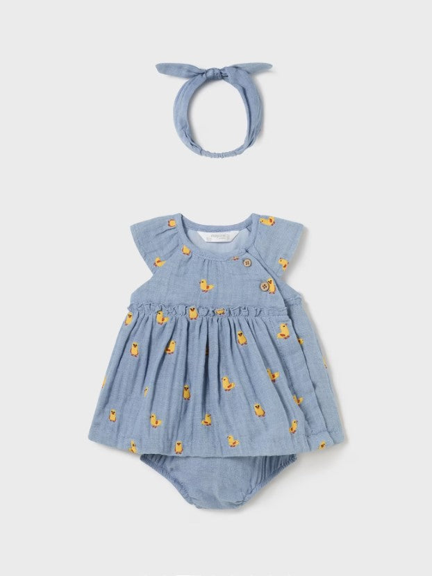 Mayoral Duck Dress w/ Headband , Denim