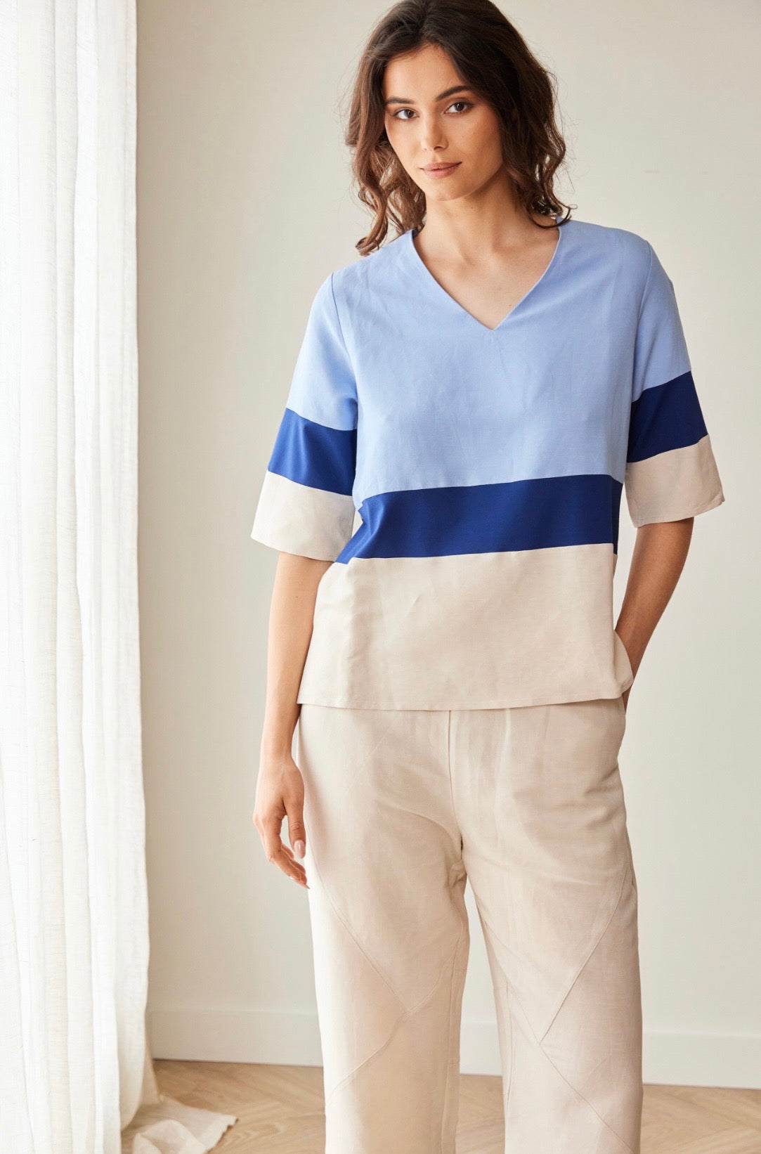 Peruzzi Linen Stripe Top