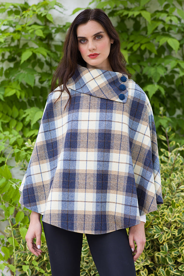 Mucros Weavers Plaid Poncho