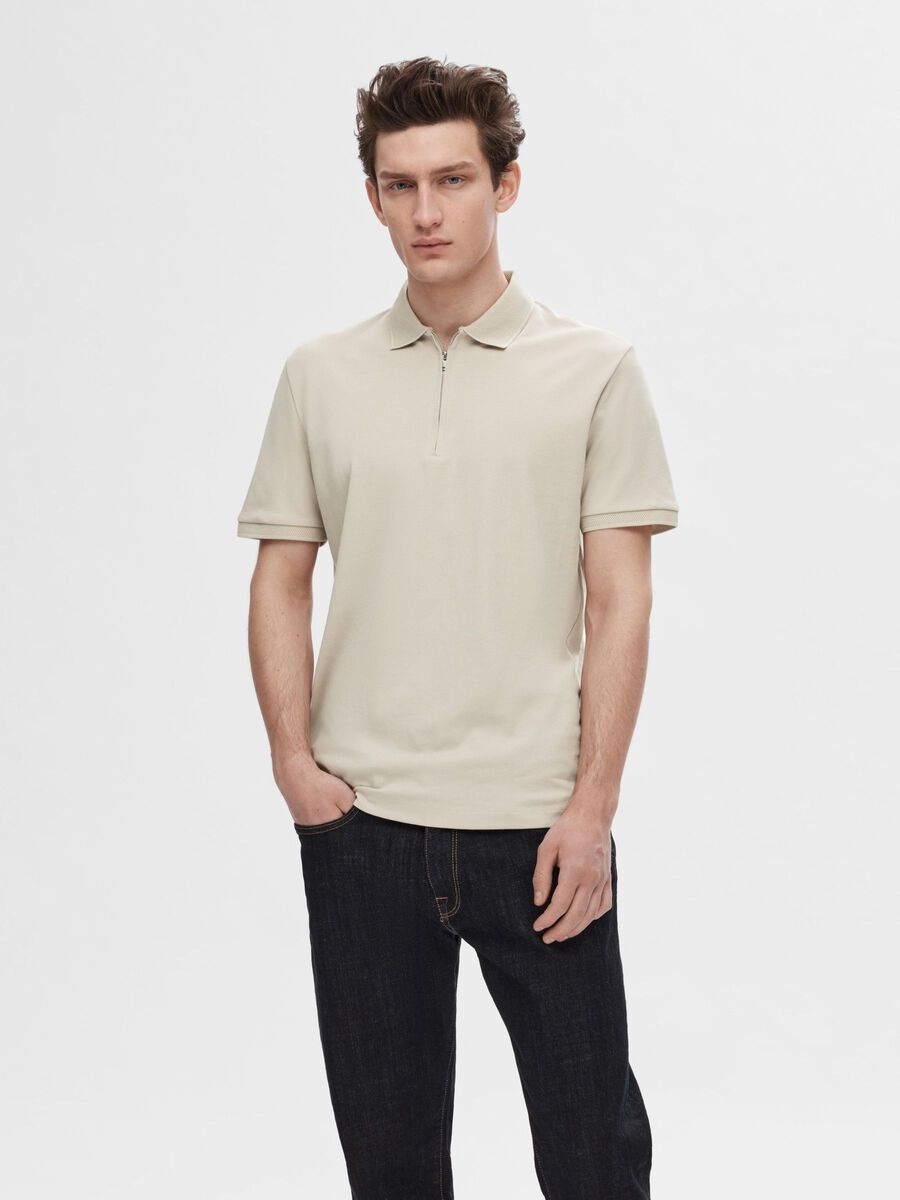 Selected Homme Fave Half Zip Polo , Oatmeal