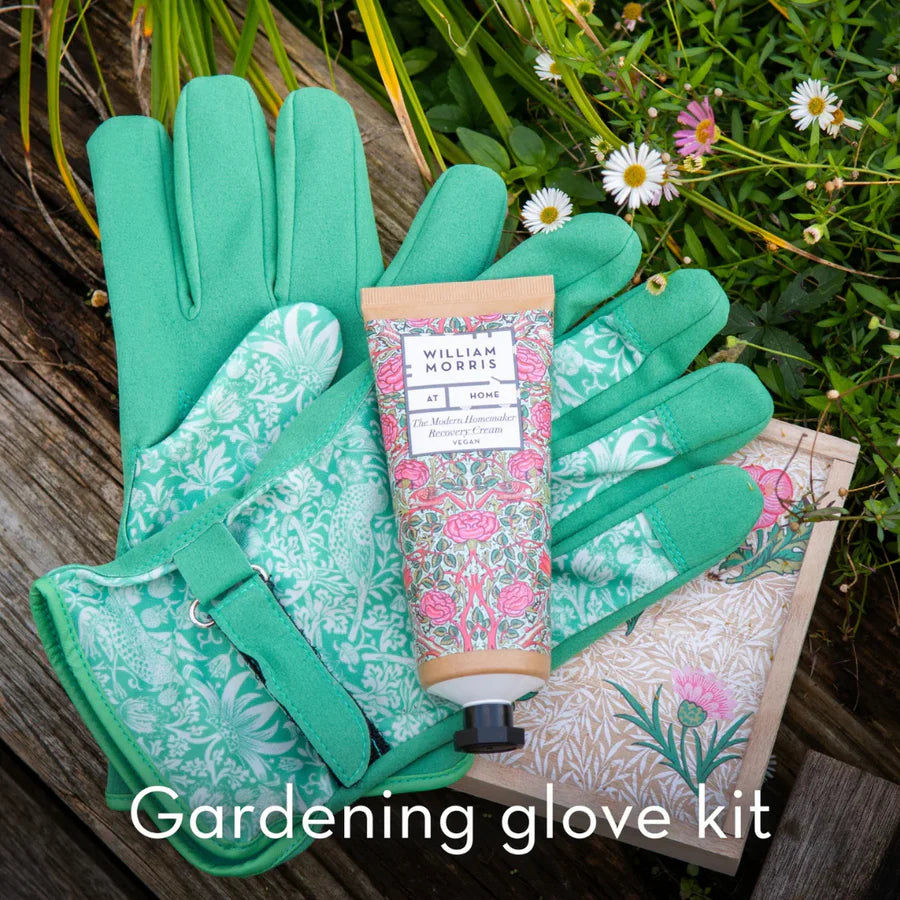 William Morris The Modern Homemaker Garden Gloves & Hand Cream in Wooden Box